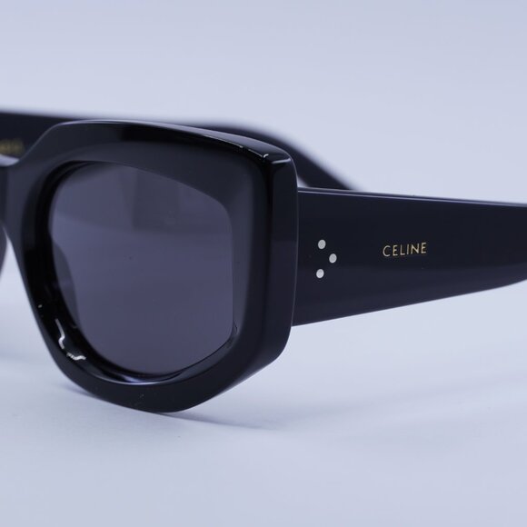 Celine CL40277I 01A Sunglasses Shiny Black Cat Eye Frame, Grey Lenses - Picture 8 of 10